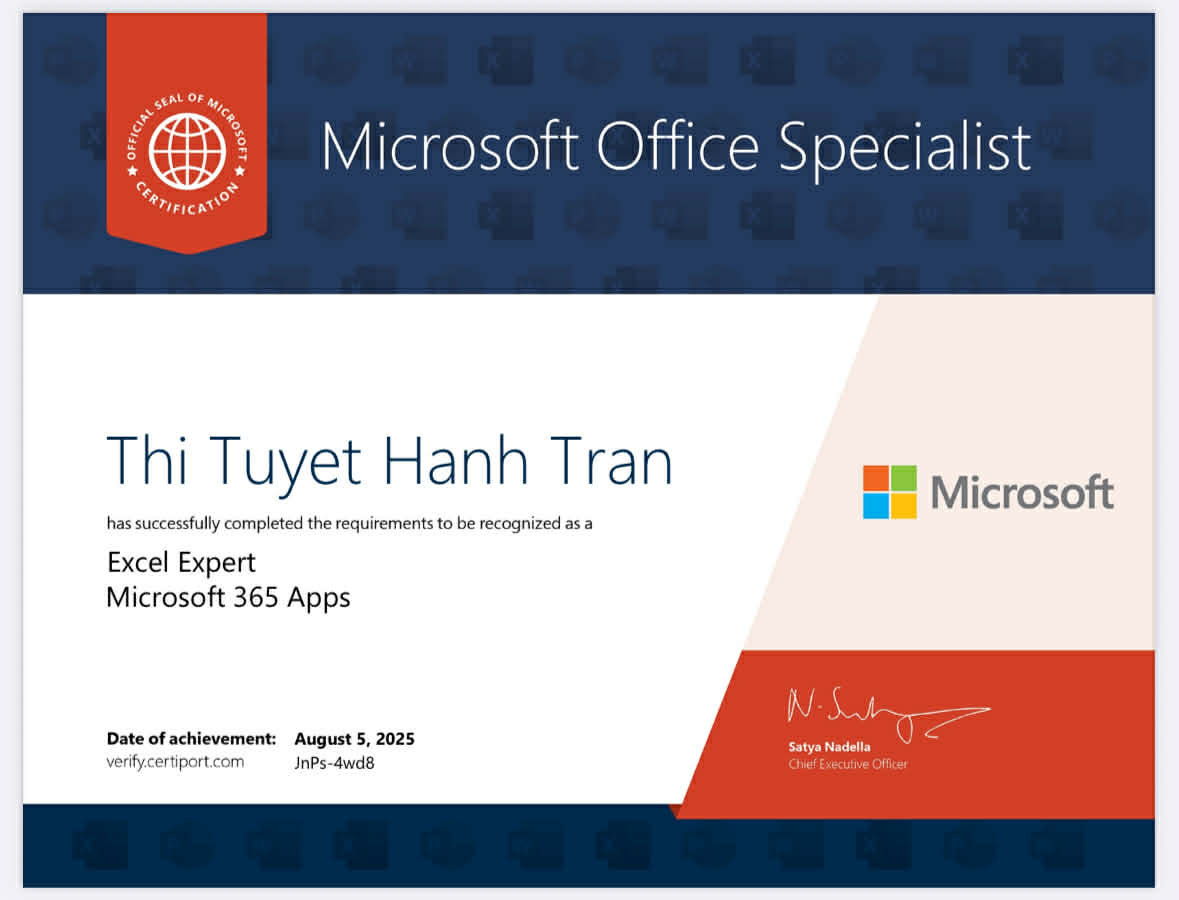 Excel Certificate